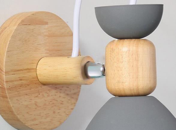 Macaron Iron Solid Wood Base 1-Light Wall Sconce Lamp