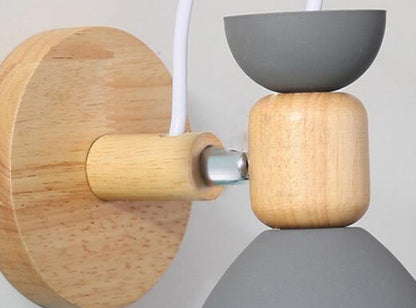 Macaron Iron Solid Wood Base 1-Light Wall Sconce Lamp