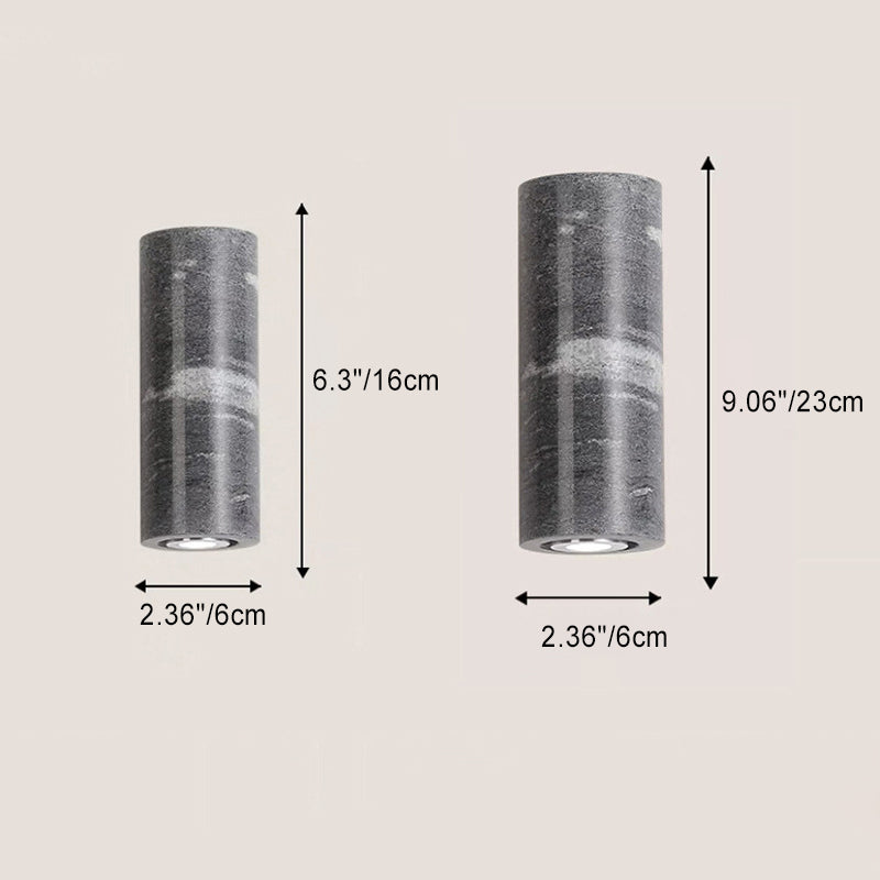 Cylinder Square Stone Wood 1-Light Wall Sconce Lamp