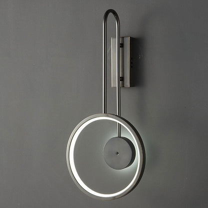 Light Full Copper Circle Curved Arm LED Wall Sconce Lamp