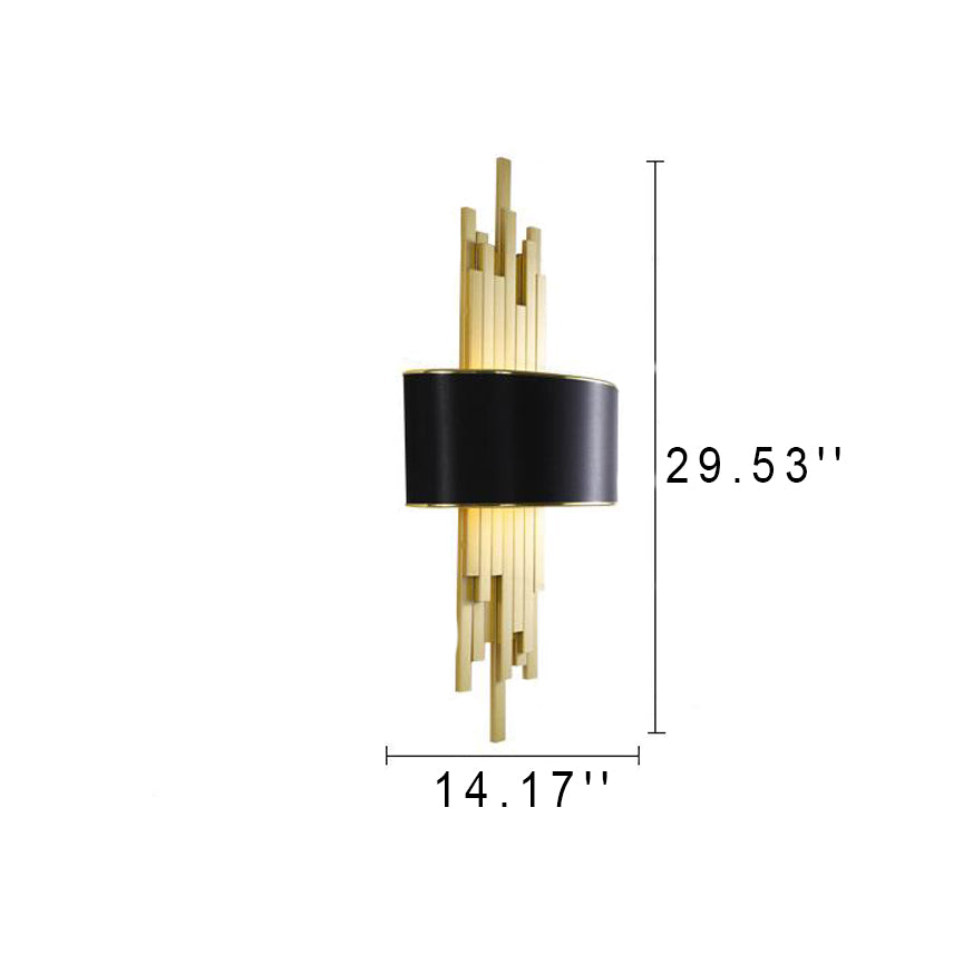 Modern Fabric Hardware Column 2-Light Wall Sconce Lamp