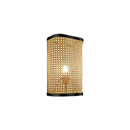 Minimalist Rattan Weaving Square 1-Light Wall Sconce Lamp