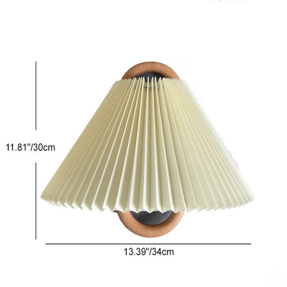 Modern Solid Wood Pleated Semicircle 1-Light Wall Sconce
