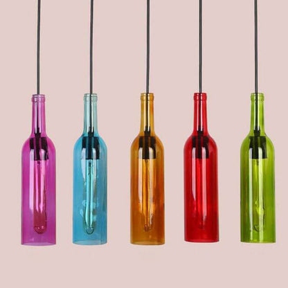 Antique Glass Wine Bottle 1-Light Pendant Light