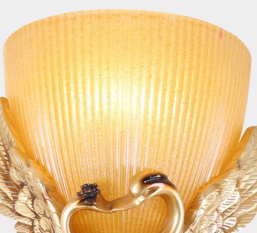 Swan Carving Flared Glass Resin 1-Light Wall Sconce Lamp