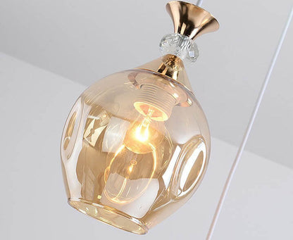 Contemporary Nordic Gradient Glass Hardware Orb 1/3 Light Island Light Chandelier for Living Room