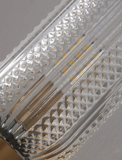 Diamond Textured Glass Brass 2-Light Wall Sconce Lamp