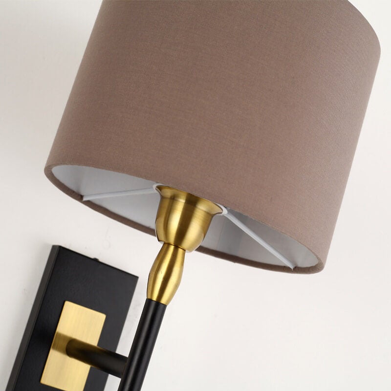 Coffee Fabric Cylinder Shade 1-Light Wall Sconce Lamp