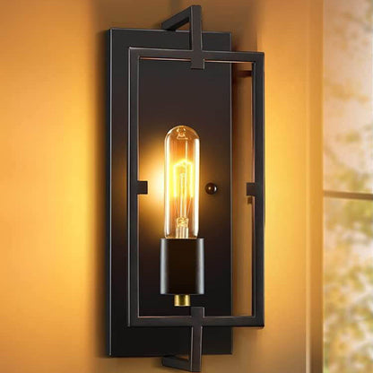 Vintage Wrought Iron Square 1-Light Wall Sconce Lamp