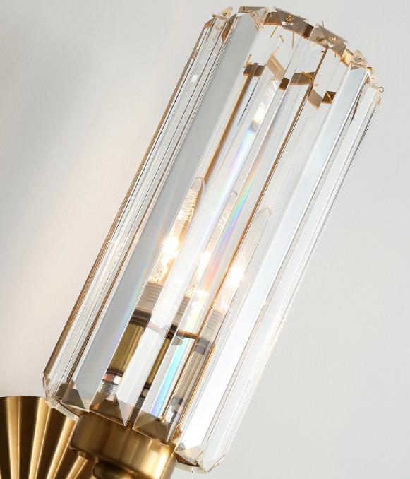 Luxury Crystal Column Round Base 1-Light Wall Sconce Lamp