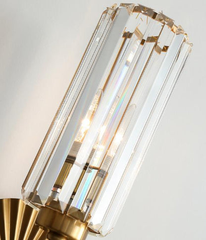 Luxury Crystal Column Round Base 1-Light Wall Sconce Lamp