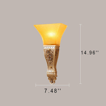 Glass Carving Resin Flared 1-Light Wall Sconce Lamp
