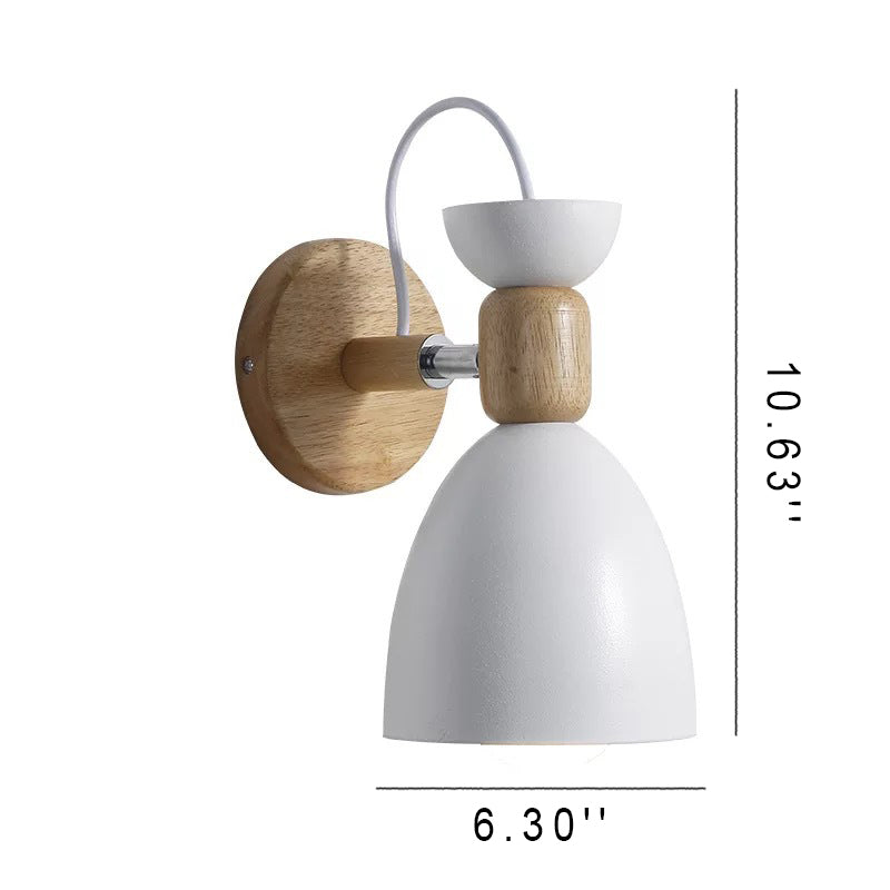 Macaron Iron Solid Wood Base 1-Light Wall Sconce Lamp