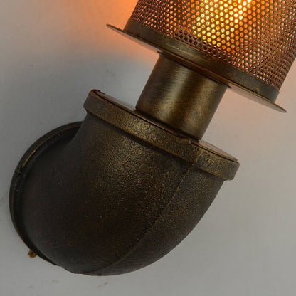 Vintage Cylinder Pipe Metal Mesh 1-Light Wall Sconce Lamp
