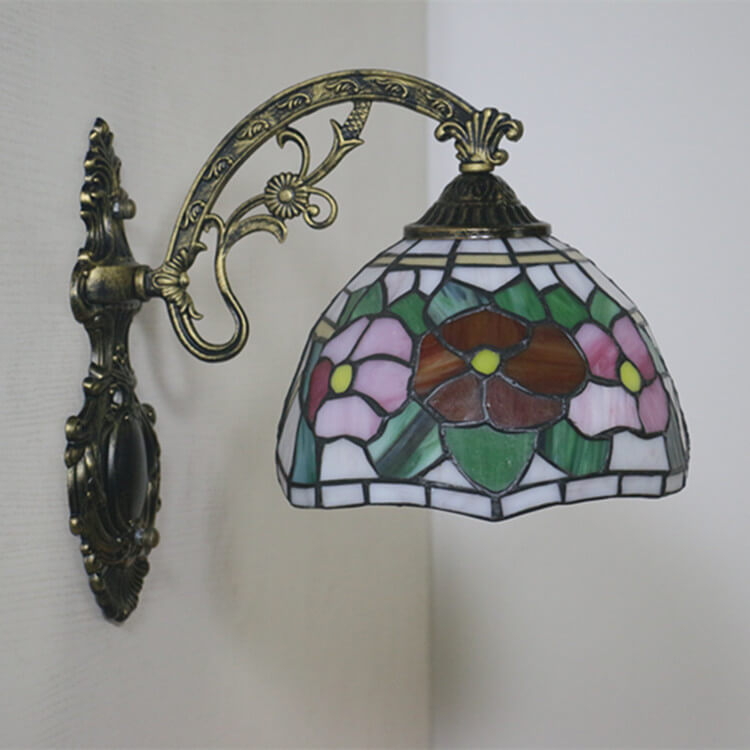 Tiffany Stained Glass Flower 1-Light Wall Sconce Lamp