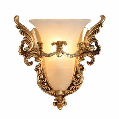 European Flared Carving Resin 1-Light Wall Sconce Lamp