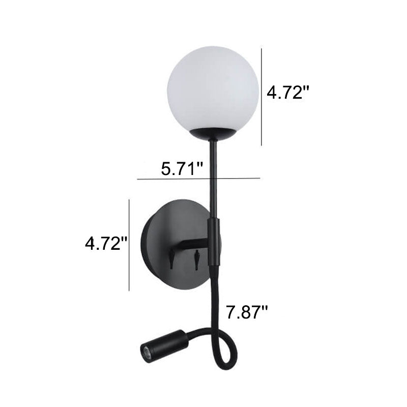 Round Glass Ball Silicone Hose 1-Light Wall Sconce Lamp