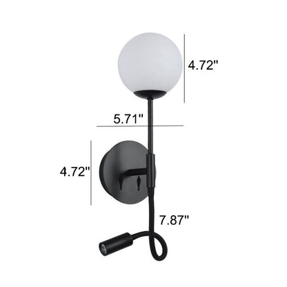 Round Glass Ball Silicone Hose 1-Light Wall Sconce Lamp