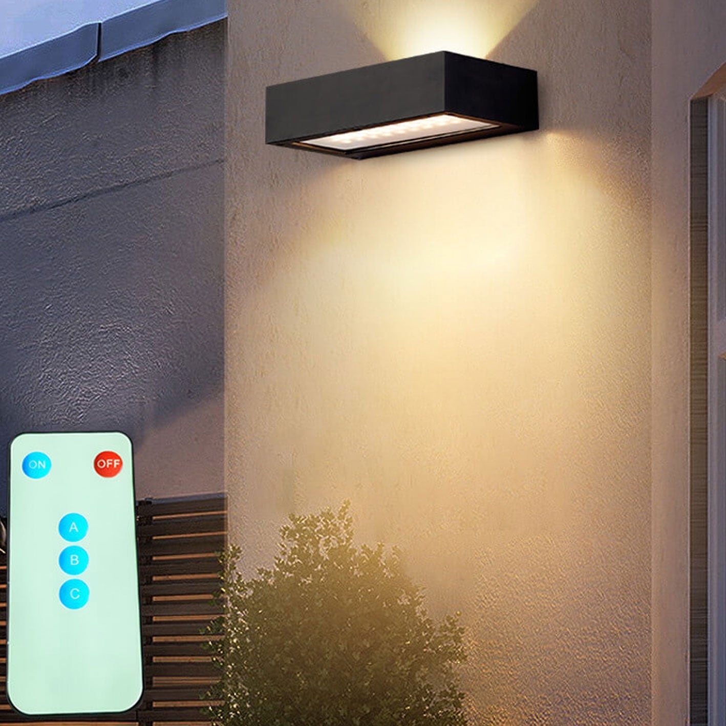Outdoor Solar Remote Control Timing LED Wall Sconce Lamp