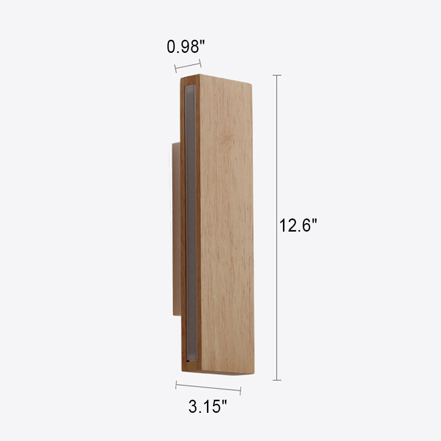 Japanese Minimalist Log Rectangular LED Wall Sconce