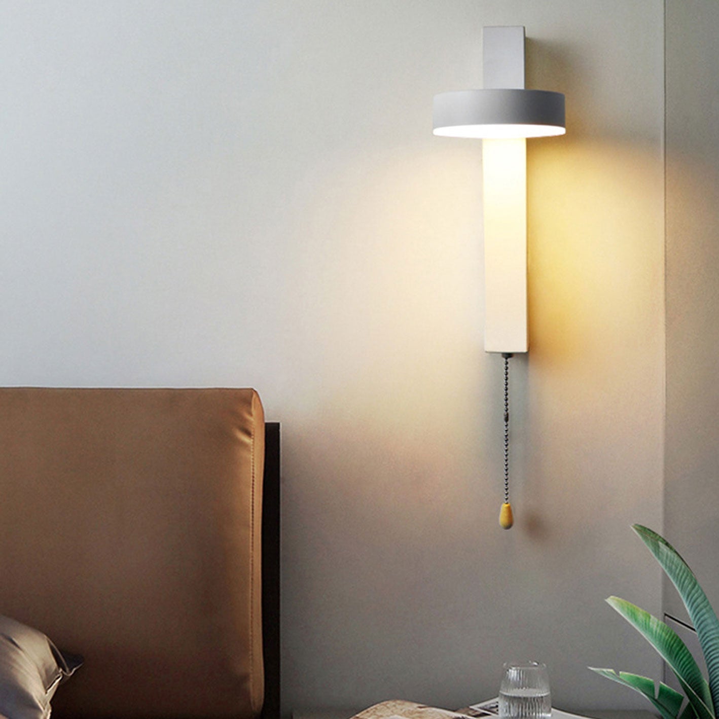 Wrought Iron Acrylic Pull Wire Switch LED Wall Sconce Lamp