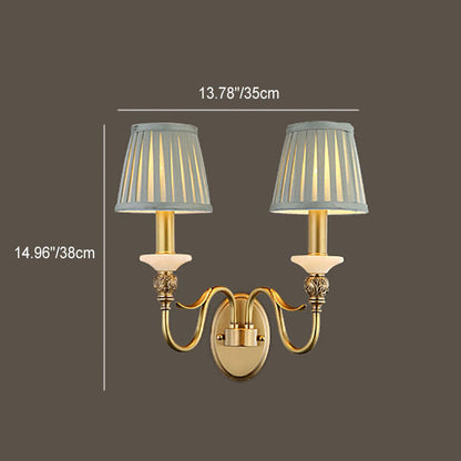 French Cone Copper Curved Arm 1//2 Light Wall Sconce Lamp