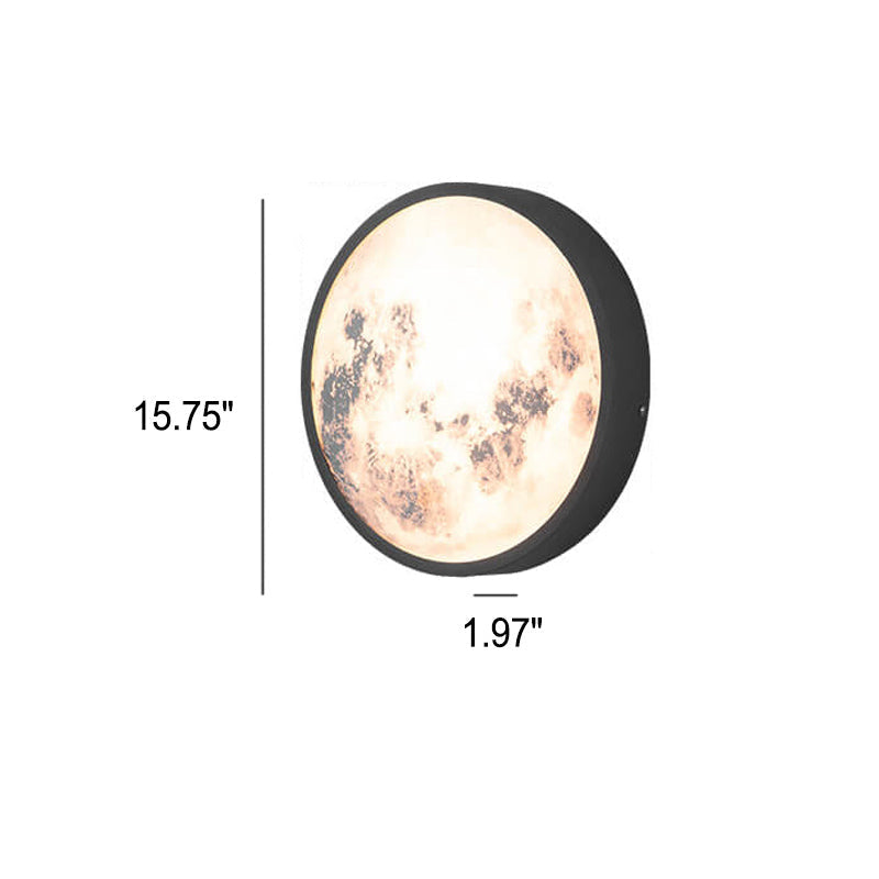 Modern Outdoor Moon Round Waterproof Wall Sconce Lamp