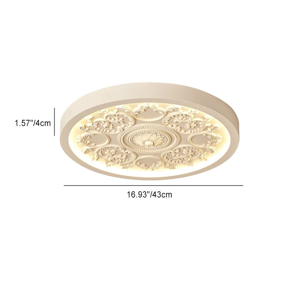 Modern Minimalist Carved Iron Resin LED Flush Mount Light