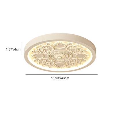 Modern Minimalist Carved Iron Resin LED Flush Mount Light