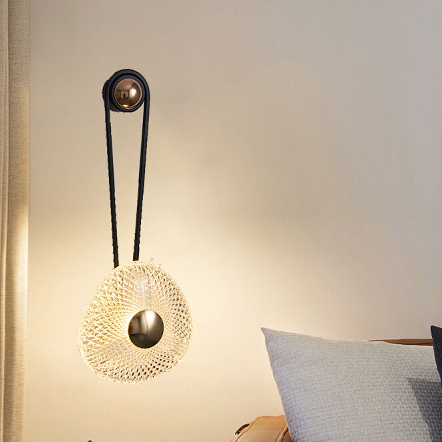 Light Wrought Iron Aluminum Round LED Wall Sconce Lamp