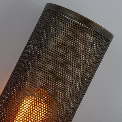 Vintage Cylinder Pipe Metal Mesh 1-Light Wall Sconce Lamp