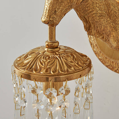 Luxury Deer Head Brass Crystal 1-Light Wall Sconce Lamp