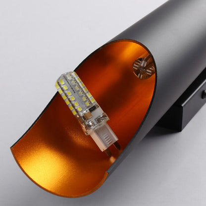 Cylindrical Aluminum Black Gold 2-Light Wall Sconce Lamp