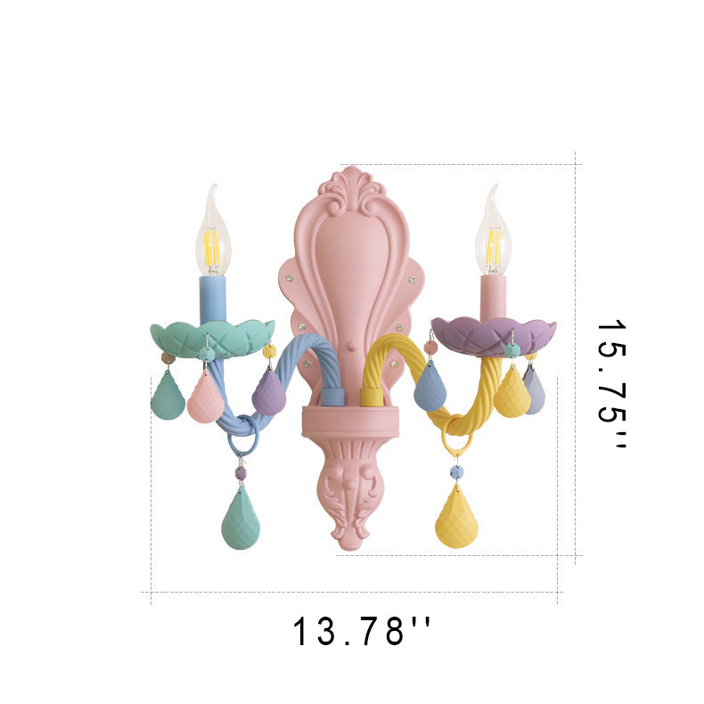 Iron Crystal Macaron Candelabra 2-Light Wall Sconce Lamp