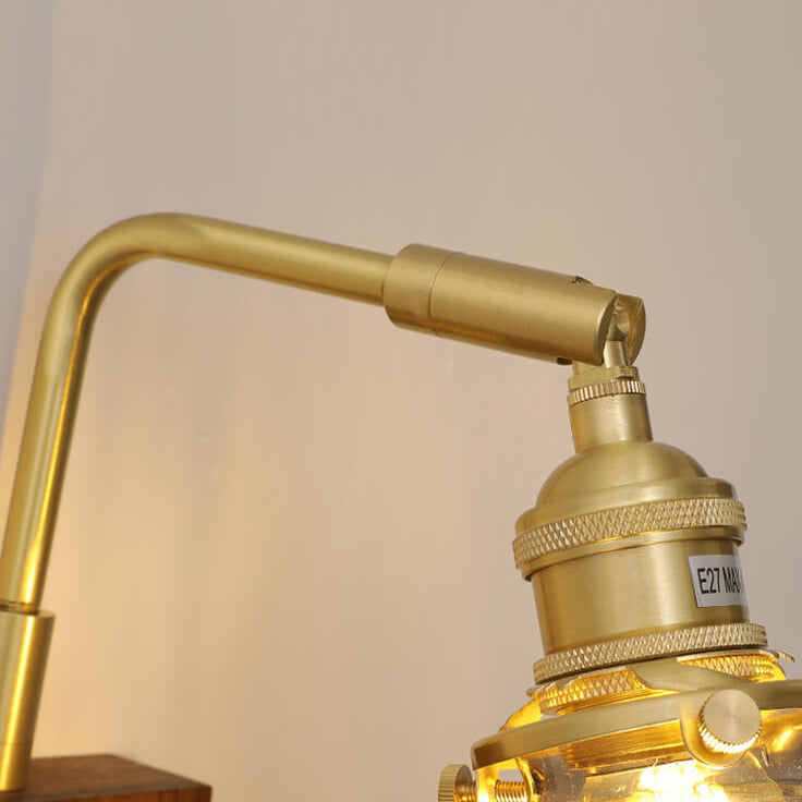 Vintage Walnut Ceramic Bell 1-Light Wall Sconce Lamp