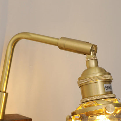Vintage Walnut Ceramic Bell 1-Light Wall Sconce Lamp