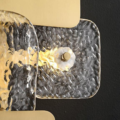 Post-modern Brass Patchwork Square LED Wall Sconce Lamp