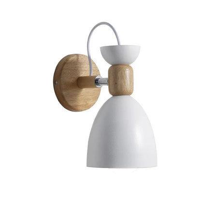 Macaron Iron Solid Wood Base 1-Light Wall Sconce Lamp