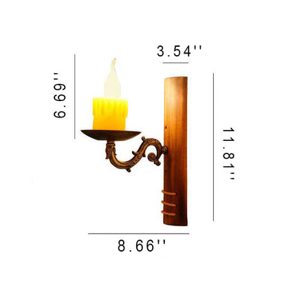 Vintage Candle Bamboo Woven 1-Light Wall Sconce Lamp