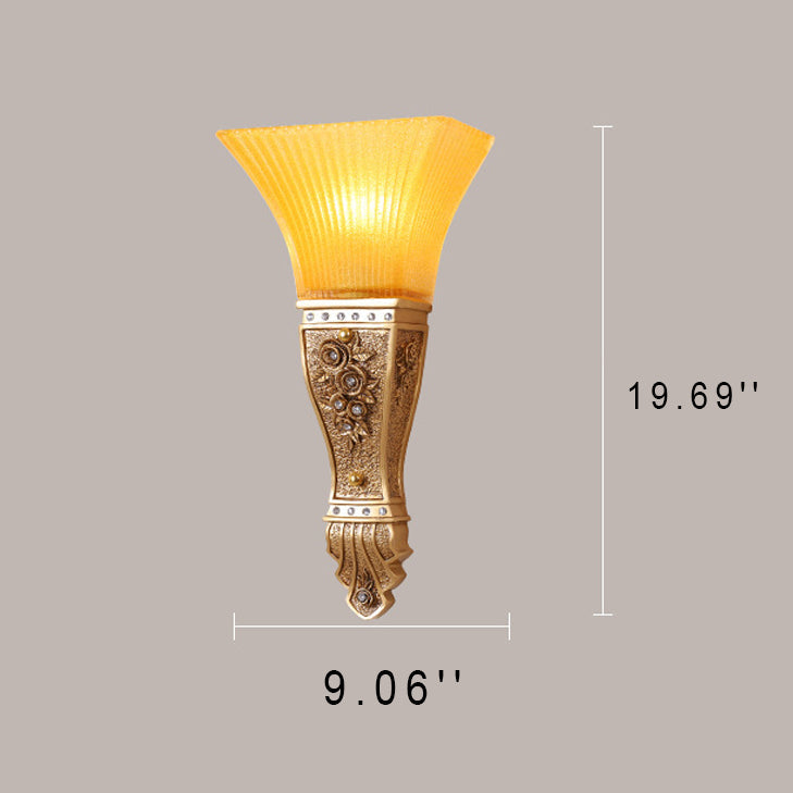 Glass Carving Resin Flared 1-Light Wall Sconce Lamp