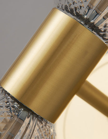 Diamond Textured Glass Brass 2-Light Wall Sconce Lamp