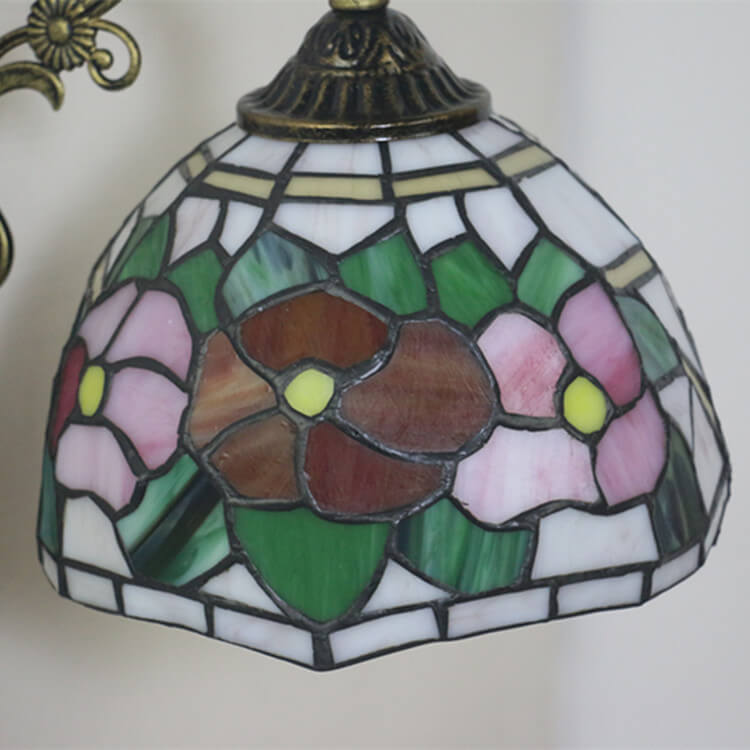 Tiffany Stained Glass Flower 1-Light Wall Sconce Lamp
