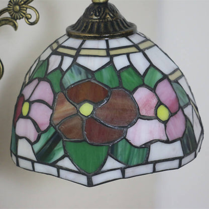 Tiffany Stained Glass Flower 1-Light Wall Sconce Lamp