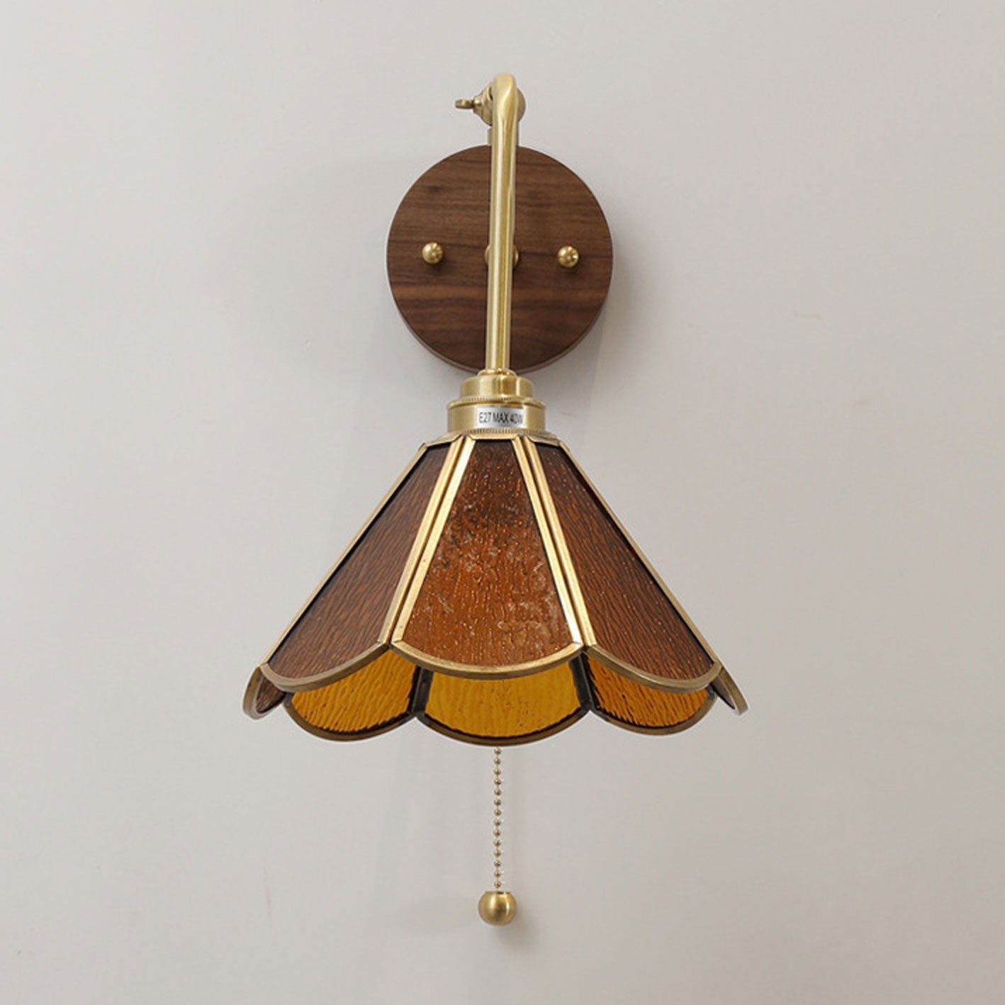 Japanese Brass Glass With Switch 1-Light Wall Sconce Lamp