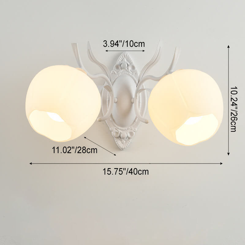 Nordic Floral Glass Round 1/2 Light Wall Sconce Lamp