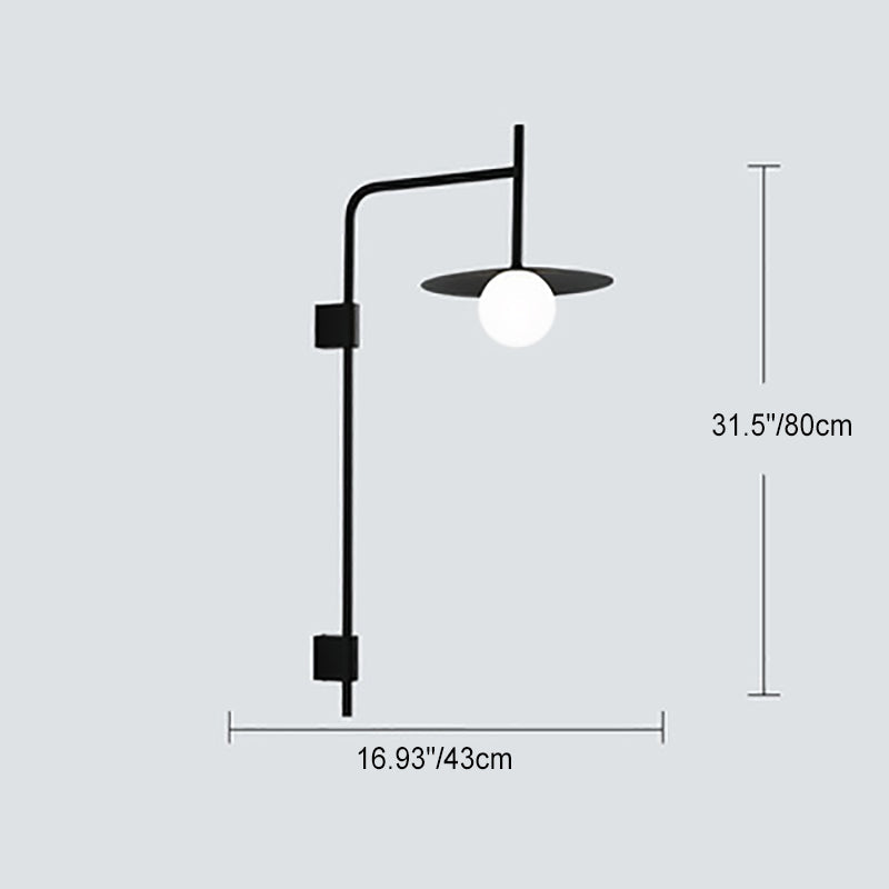 Iron Glass Disc Round Plate 1-Light Wall Sconce Lamp