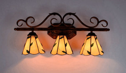 Tiffany Leaf Stained Glass 3-Light Wall Sconce Lamp