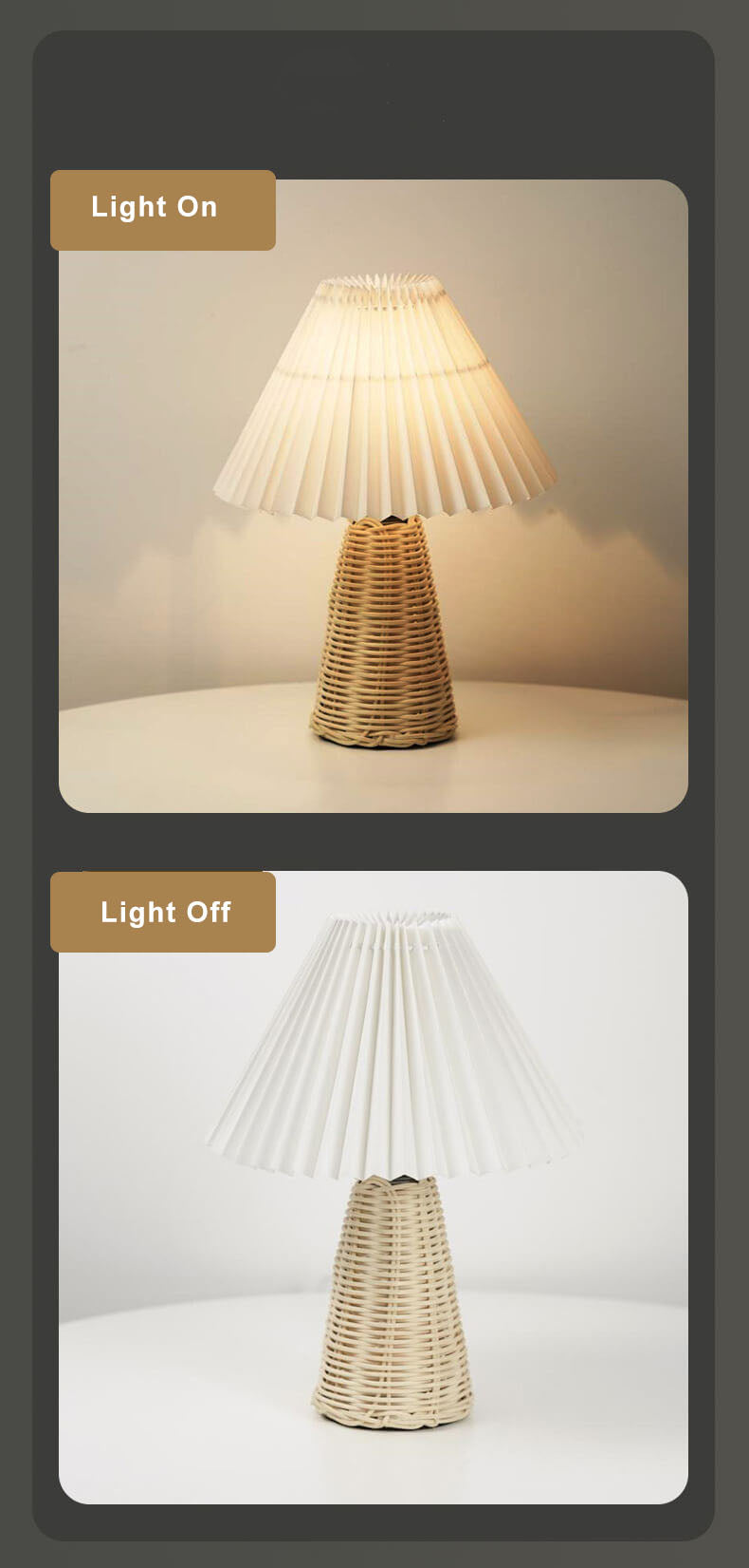 Vintage Pleated Fabric Table Lamp