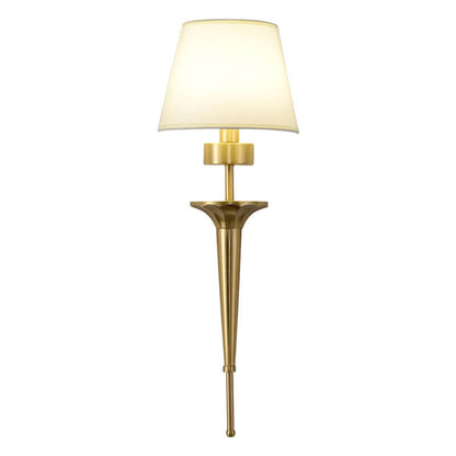 Luxury Fabric Shade Brass Base 1-Light Wall Sconce Lamp