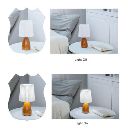 Nordic Vintage Pleated Shade Glass Base 1-Light Table Lamp